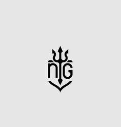 Ng Trident Ocean Retro Initial Logo Concept