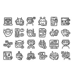 Customer Service Chatbot Icons Set Outline