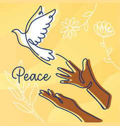 Pair Of Hands Releasing A Dove Bird Peace