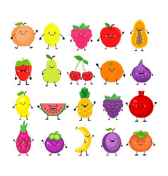 Cartoon set of different fruits smiling peach Vector Image