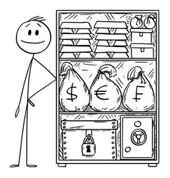 Cartoon Rich Or Wealthy Man With Stockpile