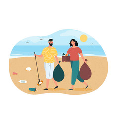 Cleaning Up Garbage On Beach Concept