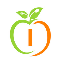 Healthy Food Logo On Letter I Apple Health Care