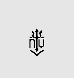 Nv Trident Ocean Retro Initial Logo Concept