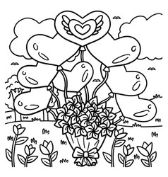 Wedding Bouquet With Balloon Coloring Page