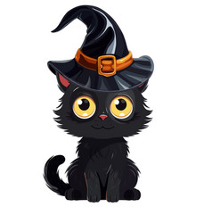 Black Cat In Witch Hat