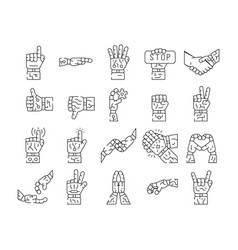 Hand Robot Technology Icons Set