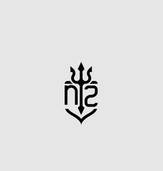 Nz Trident Ocean Retro Initial Logo Concept