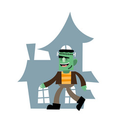 Halloween Frankenstein Cartoon In Front House