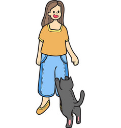 Hand Drawn Cat Begging Owner In Doodle Style