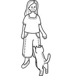 Hand Drawn Cat Begging Owner In Doodle Style