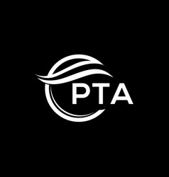 Pta Letter Logo Design On Black Background