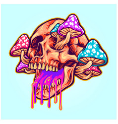 Trippy Psychedelic Head Skull Mushrooms