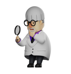 3d Professor Cartoon Checking His