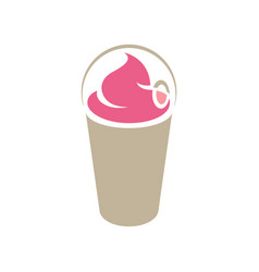 Brown And Pink Milkshake With A Lid Icon Isolated