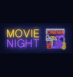 Movie Cinema Night Neon Style Banner