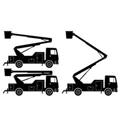 Bucket Trucks Side View Black Icons