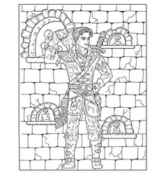 Coloring Page With Handsome Warrior