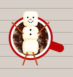 Marshmallow Cute Character Of Snowman In Cup