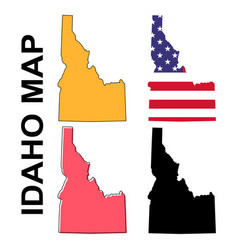 Set Of Idaho Map United States America Flat