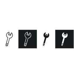 Wrench Liner And Solid Icon Set In Black Color