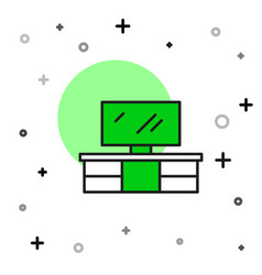 Filled Outline Tv Table Stand Icon Isolated