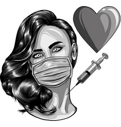 Monochromatic Nurse With A Syringe And A Vaccine