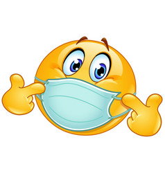 Thumb up emoticon with medical mask Royalty Free Vector