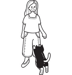 Hand Drawn Cat Begging Owner In Doodle Style