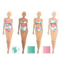 Pink And Palm Leaf Swimsuit Collection