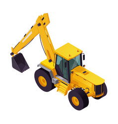 Yellow Excavator Cartoon Style