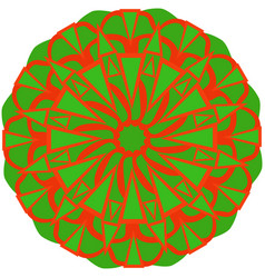 Abstract Bright Mandala Of Green And Orange