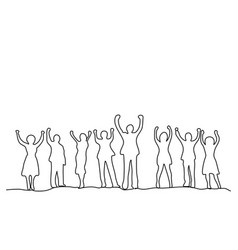 Group Of Happy People One Line Drawing