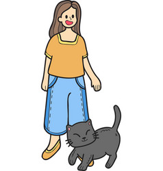 Hand Drawn Cat Begging Owner In Doodle Style