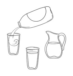 Monochrome Icon Set Plastic Drink Bottle Pour