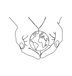 Globe In Hands One Line Drawing