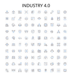 Industry 40 Outline Icons Collection Factory