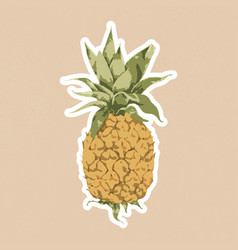 Pineapple Sticker With White Border On A Beige