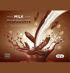 Chocolate Poster Realistic Milk And Cocoa Streams