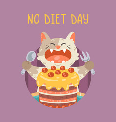 No Diet Day Card With Cat Cake