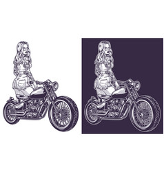 Cool Girl Motorcyclist Monochrome Emblem