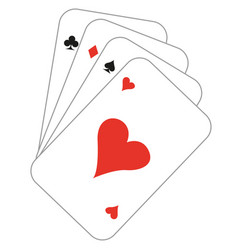 Fan Of Four Black And Red Playing Cards Isolated