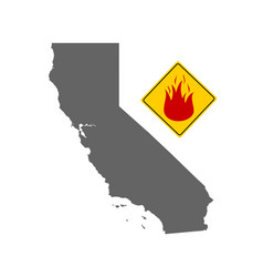 Map California And Pin With Fire Warning