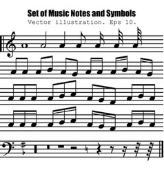 Set Many Various Black Notes And Symbols