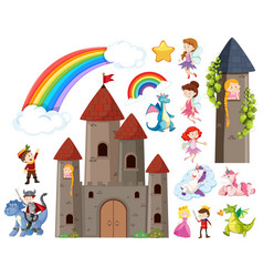 Set Fairytale Characters And Castle Towers