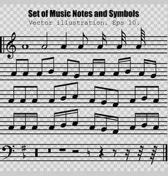 Set Many Various Black Notes And Symbols