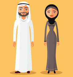 Traditional Arab Couple Cartoon Flat