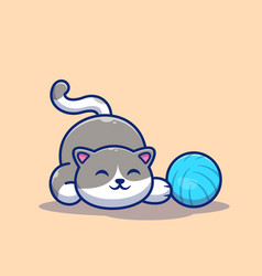 Cute Cat Playing Ball Cartoon