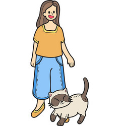 Hand Drawn Cat Begging Owner In Doodle Style