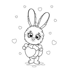 Coloring Page Romantic And Cute Cartoon Bunny